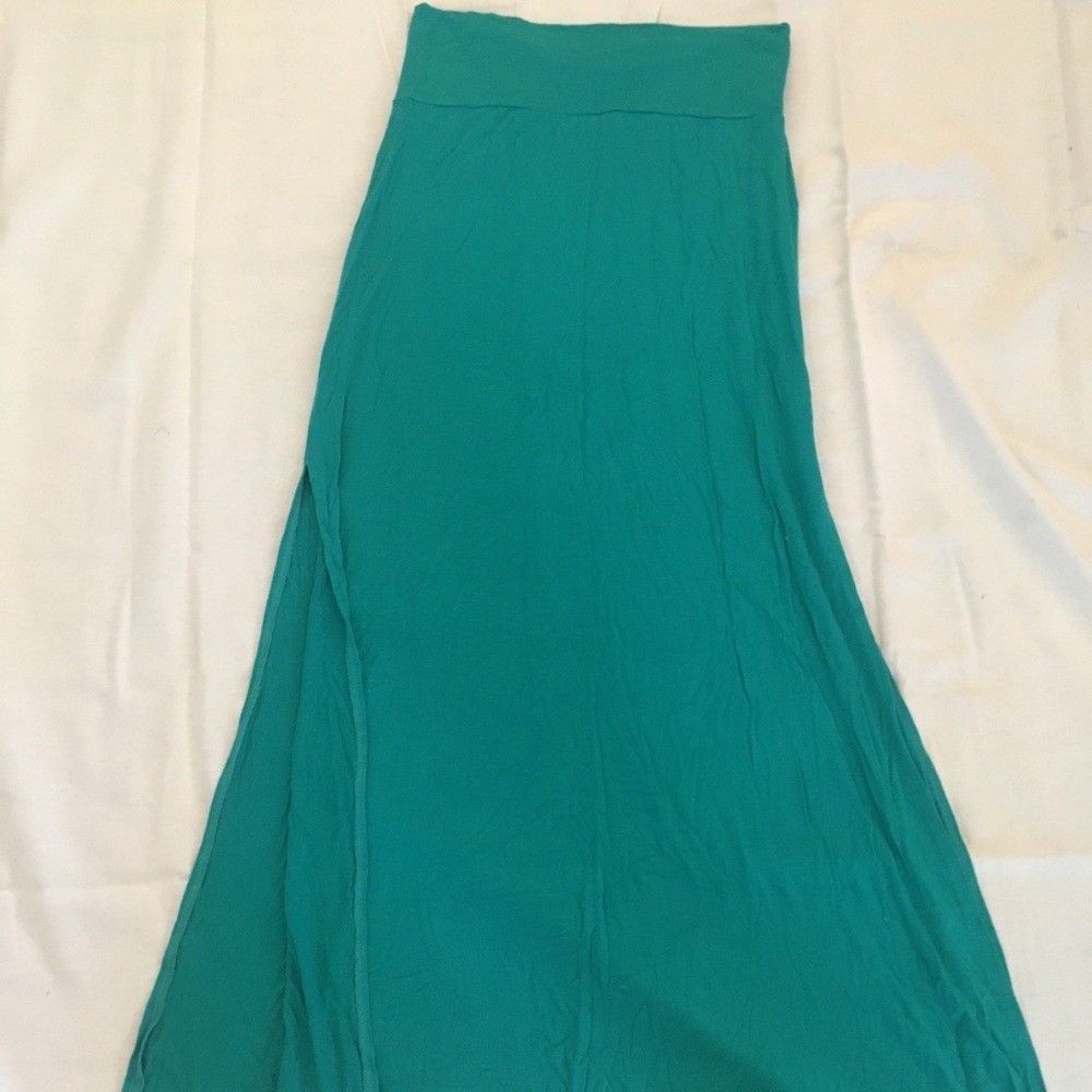 Teal Maxi Skirt with Slit
